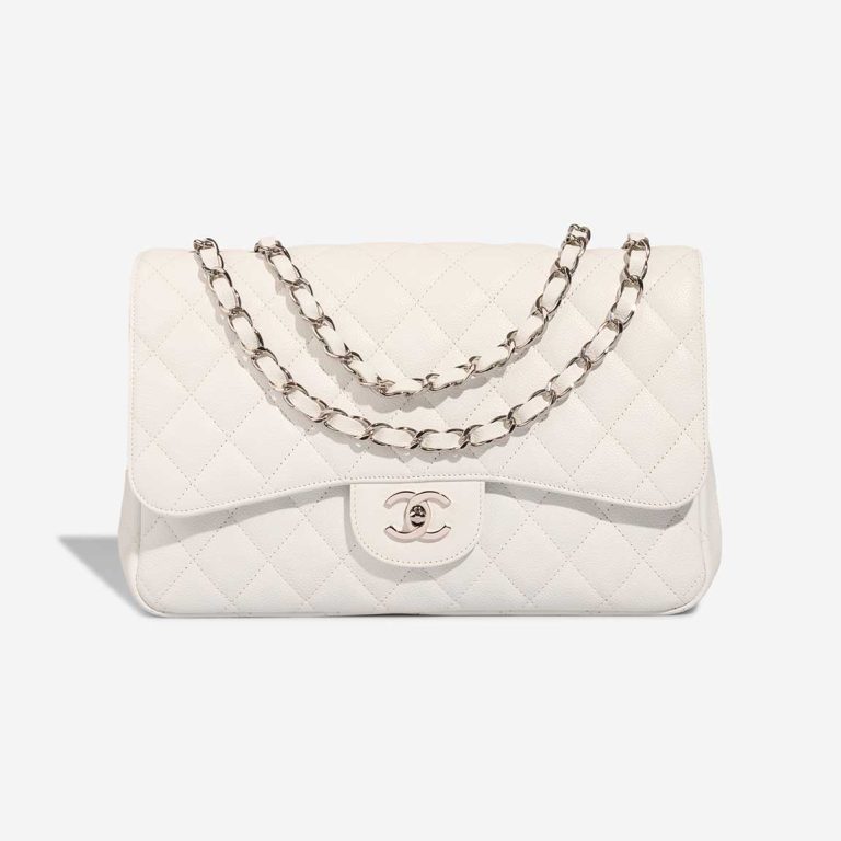 Chanel Timeless Jumbo Caviar White Front | Sell your designer bag