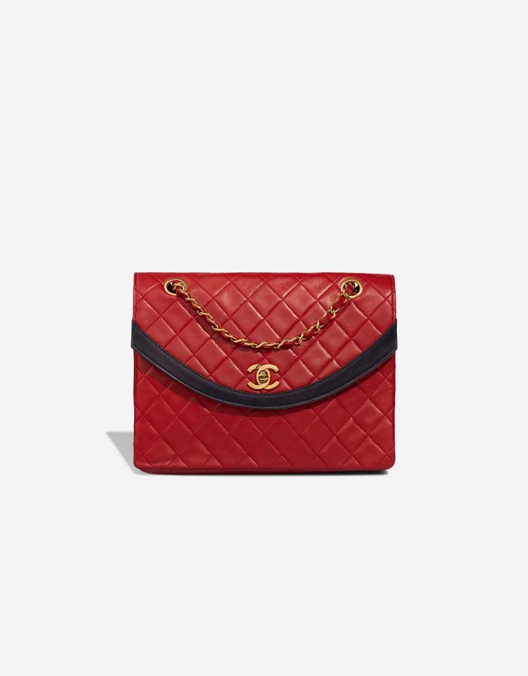 Chanel Coco Flap Medium Lamb Red / Black Front | Sell your designer bag