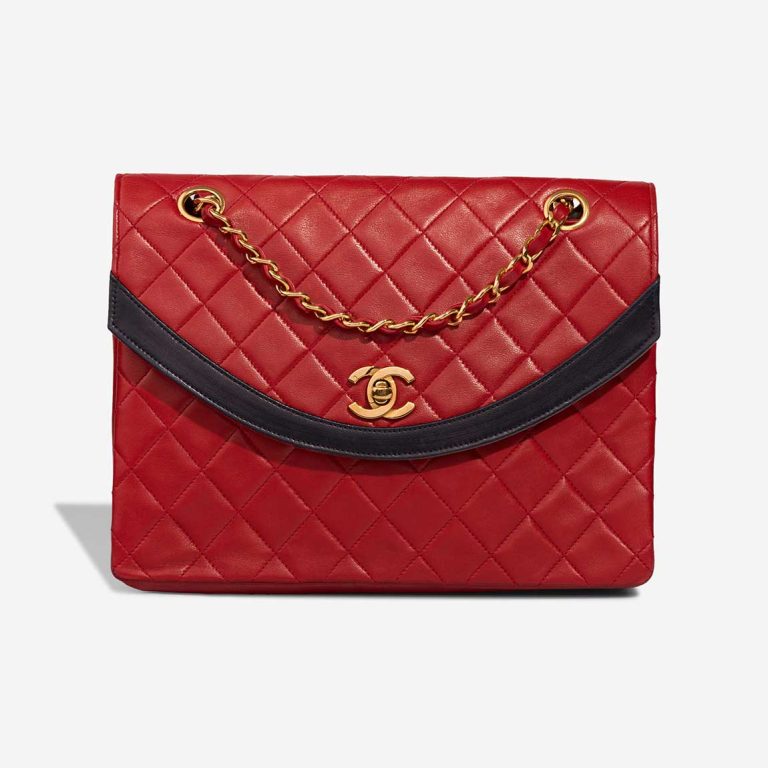 Chanel Coco Flap Medium Lamb Red / Black Front | Sell your designer bag