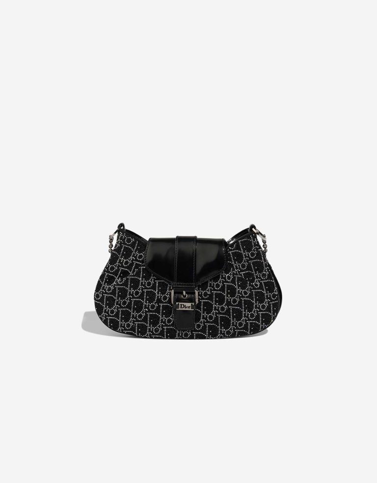 Dior Shoulder Bag Small Patent / Rhinestones Black / Oblique Front | Sell your designer bag