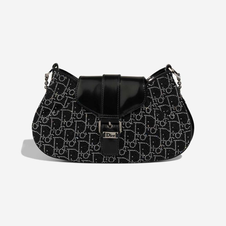Dior Shoulder Bag Small Patent / Rhinestones Black / Oblique Front | Sell your designer bag