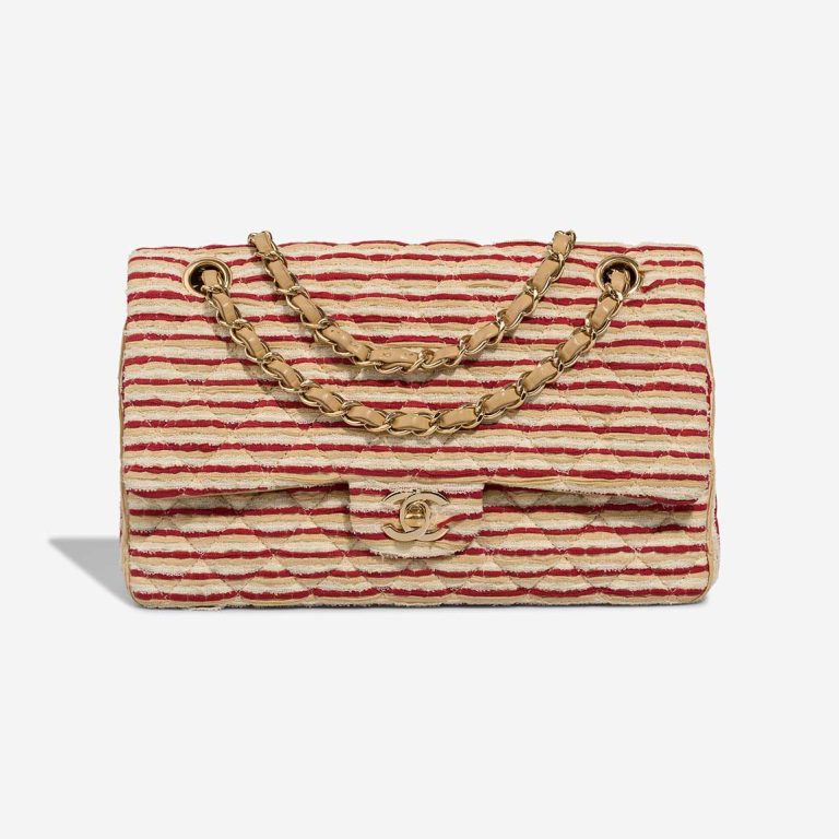 Chanel Timeless Coco Sailor Medium Silk / Canvas Red / White Front | Sell your designer bag