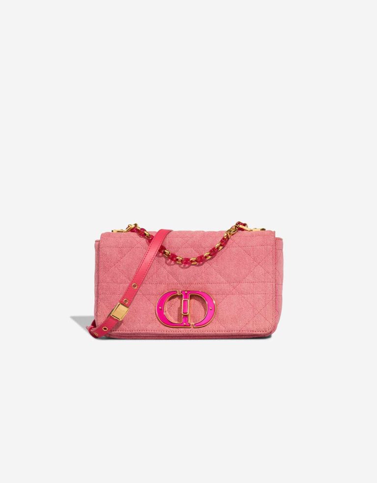 Dior Caro Medium Denim Pink Front | Sell your designer bag