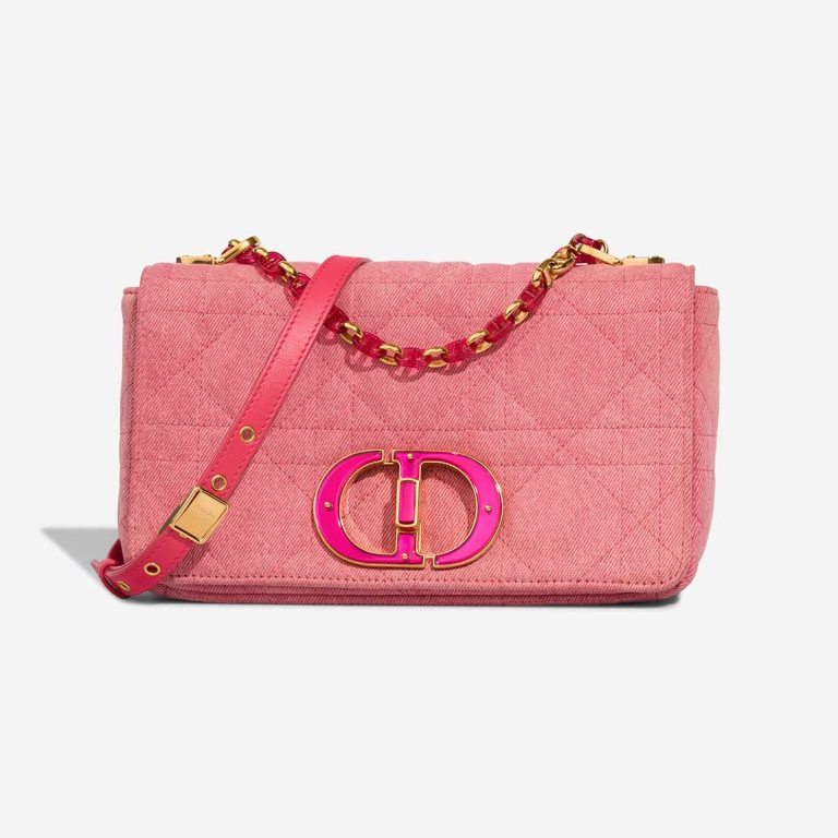 Dior Caro Medium Denim Pink Front | Sell your designer bag