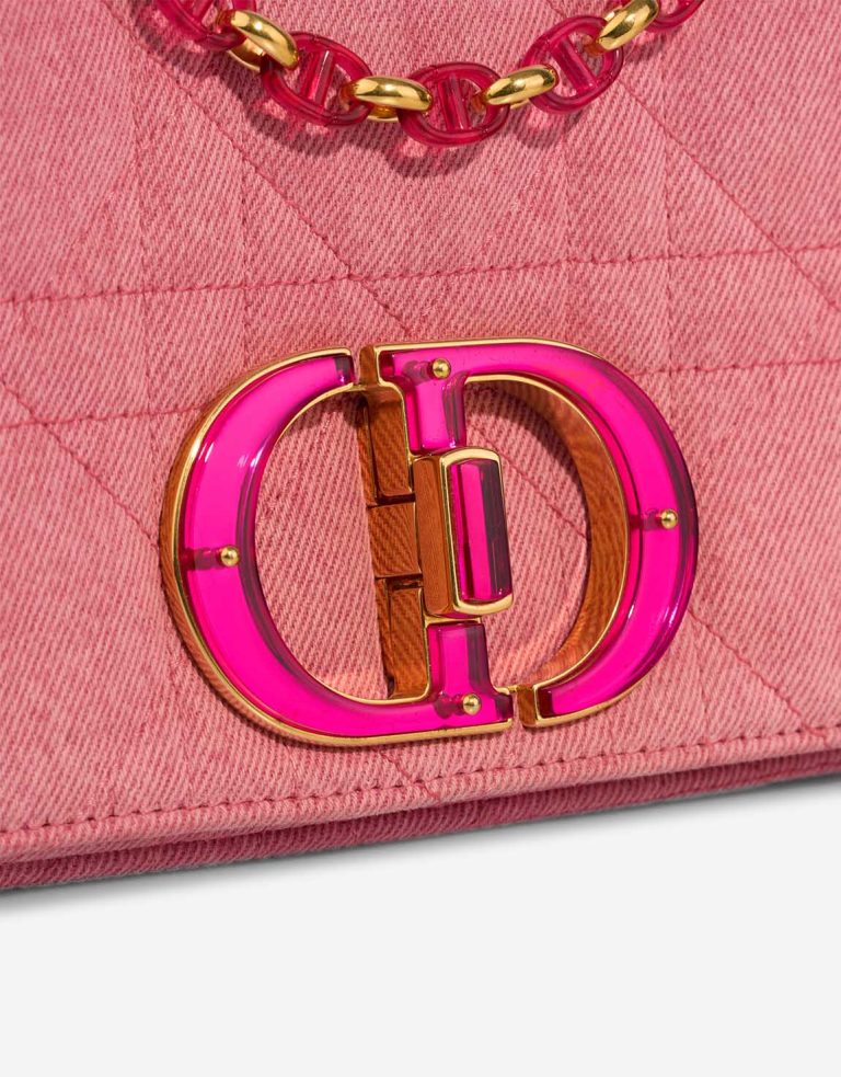 Dior Caro Medium Denim Pink Closing System | Sell your designer bag