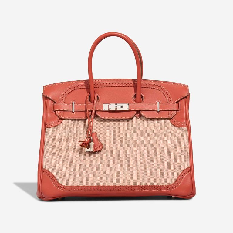 Hermès Birkin Ghillies 35 Swift / Toile Sanguine Front | Sell your designer bag