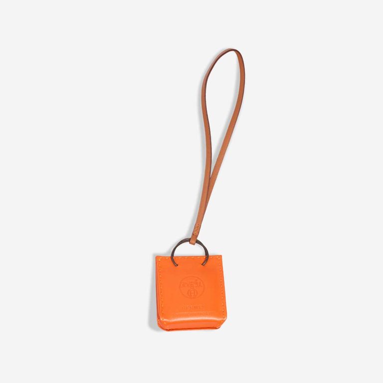 Hermès Orange Bag Charm Milo Lamb Orange / Gold Front | Sell your designer bag