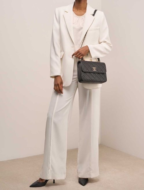 Chanel Trendy CC Medium Lamb Dark Grey on Model | Sell your designer bag