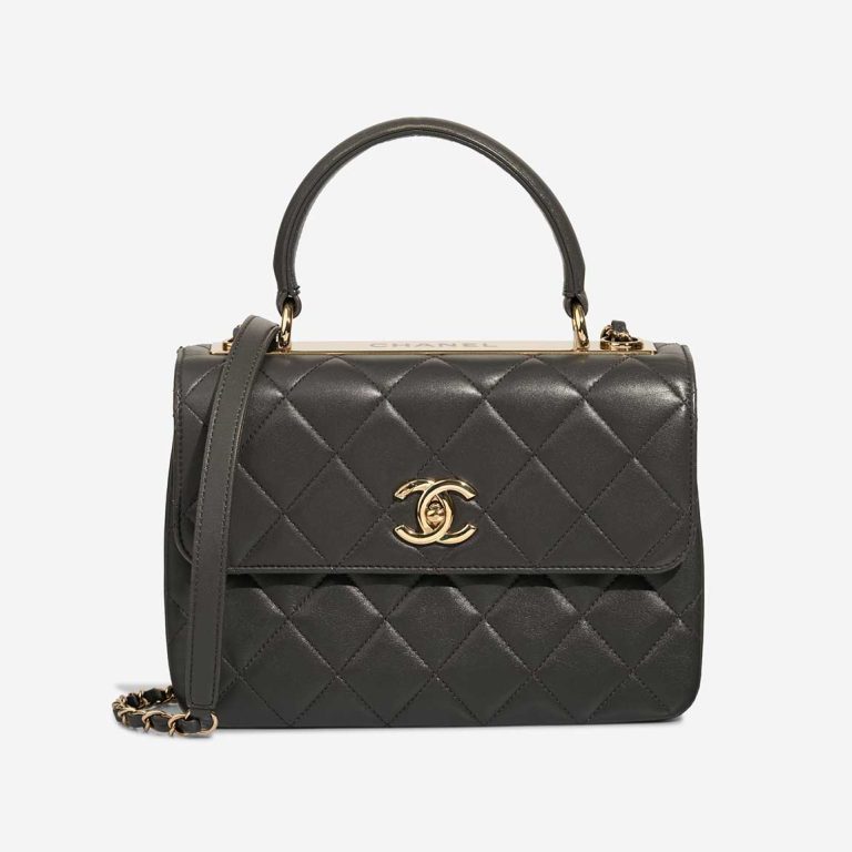 Chanel Trendy CC Medium Lamb Dark Grey Front | Sell your designer bag