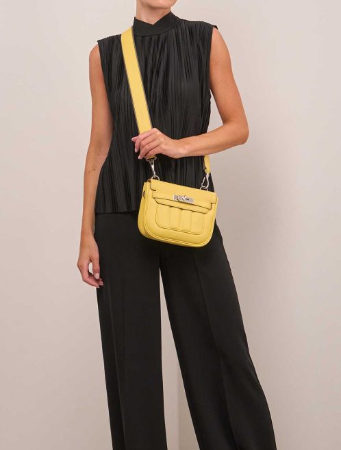 Hermès Berline Mini Swift Jaune Citron on Model | Sell your designer bag