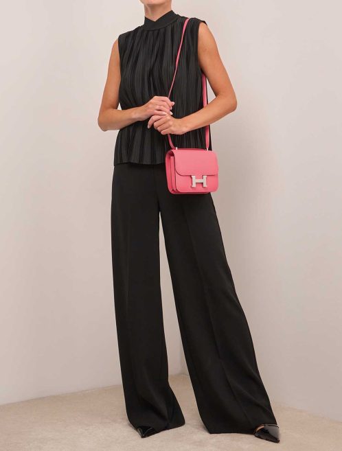 Hermès Constance 18 Epsom Rose Azalée on Model | Sell your designer bag