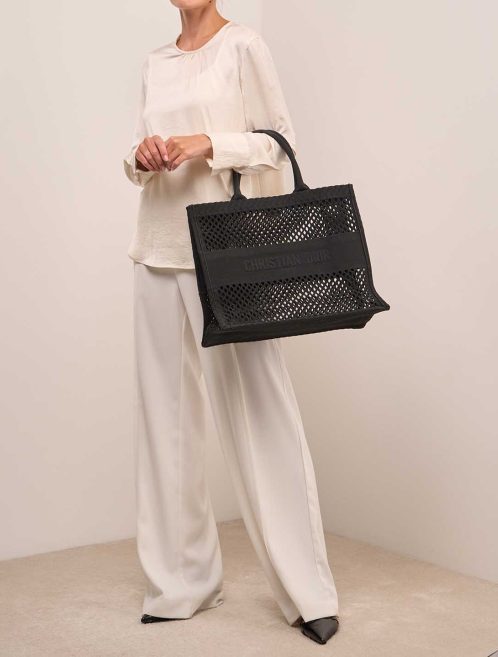 Dior Book Tote Large Canvas Black on Model | Sell your designer bag
