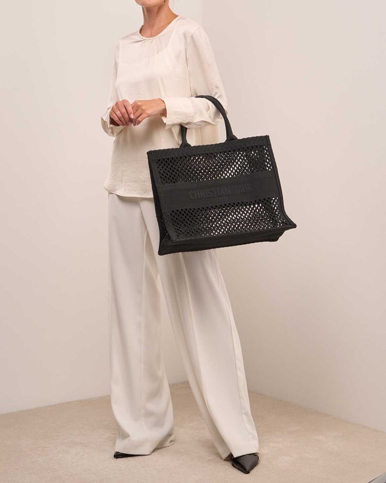 Dior Book Tote Large Canvas Black Front | Sell your designer bag