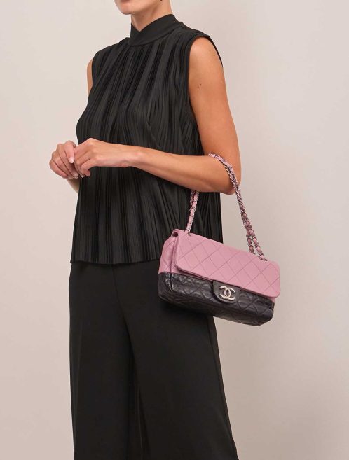 Chanel Timeless Medium Lamb / Calf Pink / Black on Model | Sell your designer bag