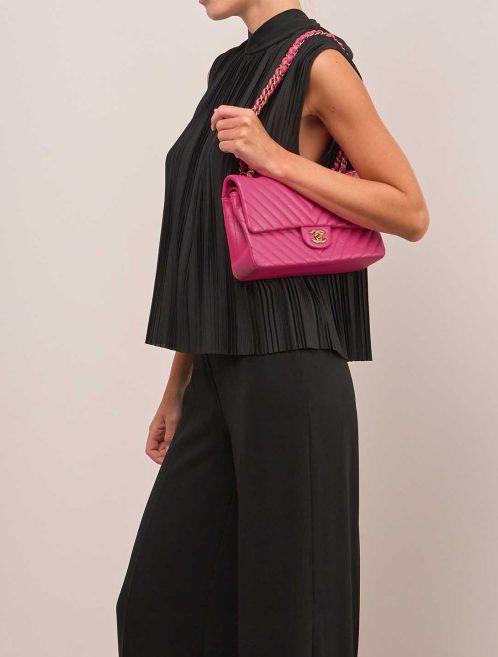 Chanel Timeless Medium Calf Pink on Model | Sell your designer bag
