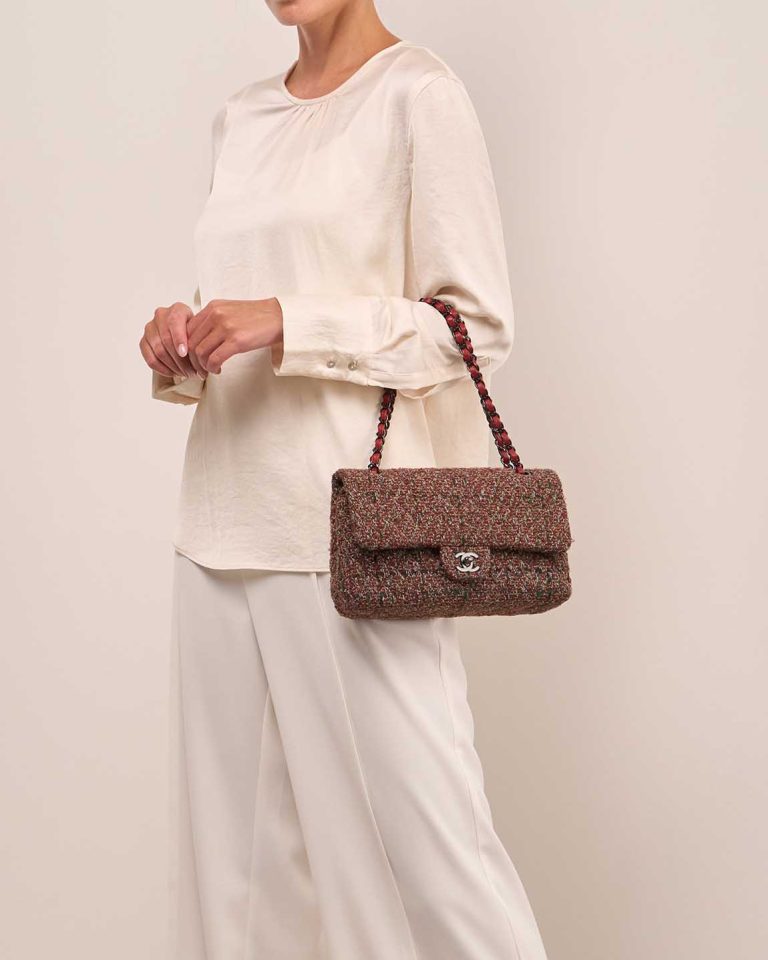 Chanel Timeless Medium Tweed Dark Red Front | Sell your designer bag