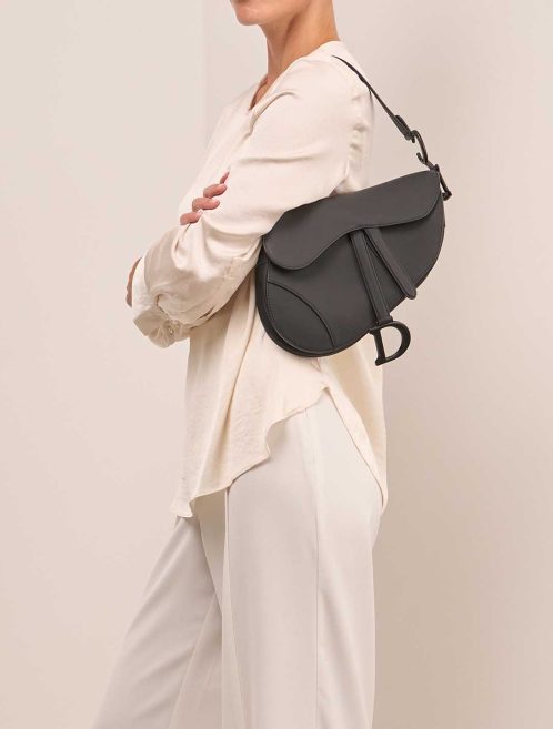 Dior Saddle Medium Calf Black on Model | Sell your designer bag