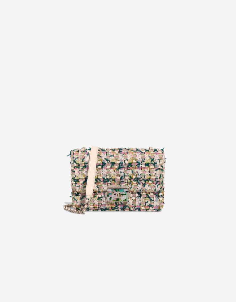 Chanel Beauty Lock Flap Bag Tweed Multicolour / Green Front | Sell your designer bag