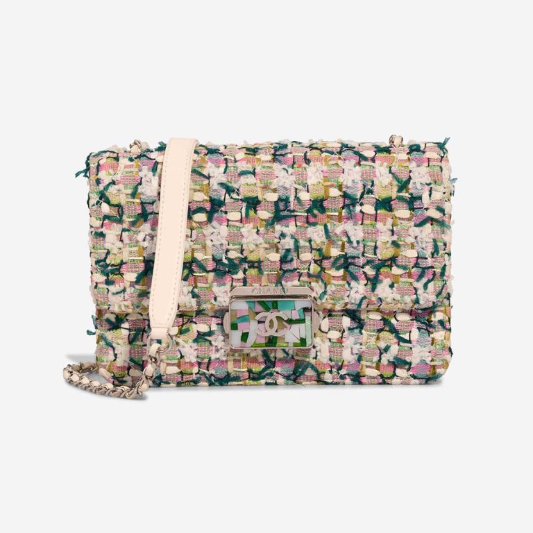 Chanel Beauty Lock Flap Bag Tweed Multicolour / Green Front | Sell your designer bag