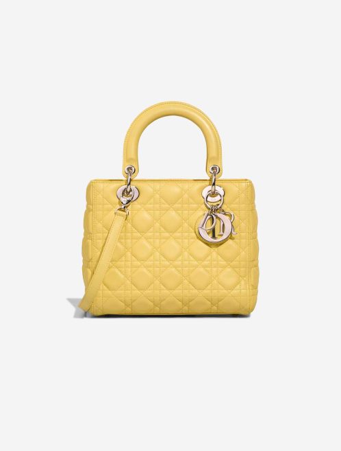 Dior Lady Medium Lamb Lime Yellow Front | Sell your designer bag