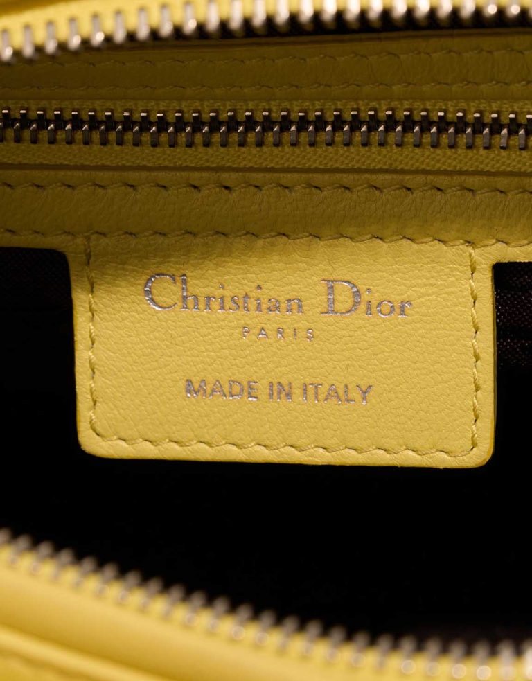 Dior Lady Medium Lamb Lime Yellow Logo | Sell your designer bag