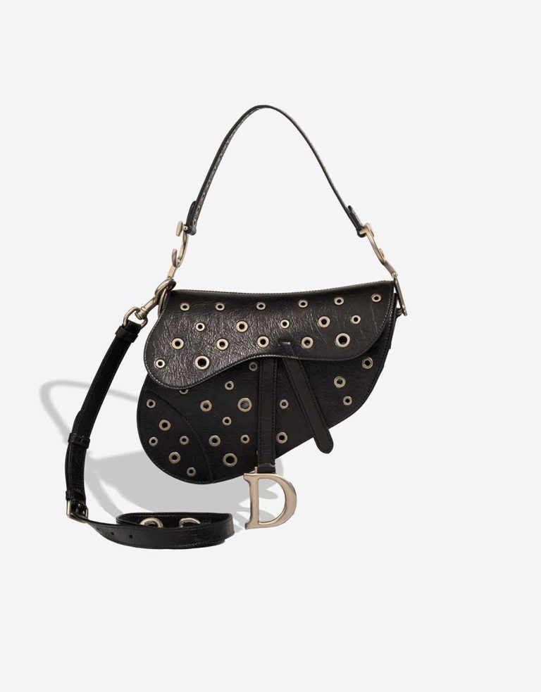 Dior Saddle Medium Aged Calf Black Front | Sell your designer bag