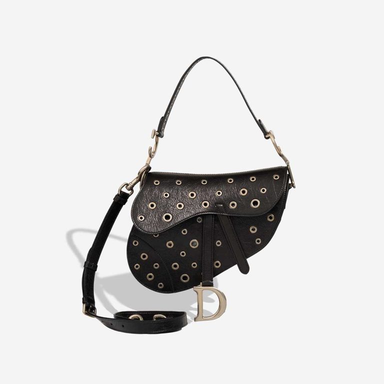 Dior Saddle Medium Aged Calf Black Front | Sell your designer bag