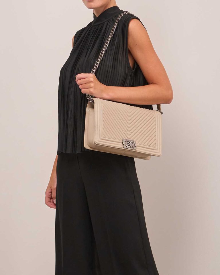 Chanel Boy Large Lamb Beige Front | Sell your designer bag
