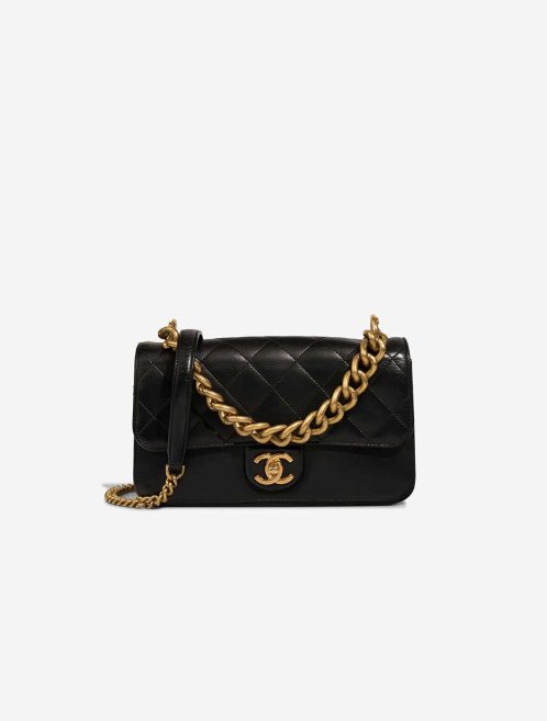 Chanel Around The Corner Flap Bag Medium Calf Black Front | Sell your designer bag