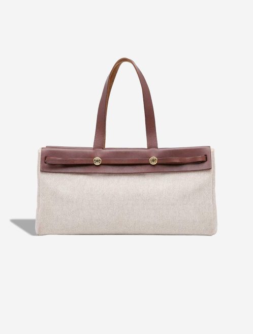 Hermès Herbag Cabas MM Toile / Vache Hunter Bordeaux / Écru Front | Sell your designer bag