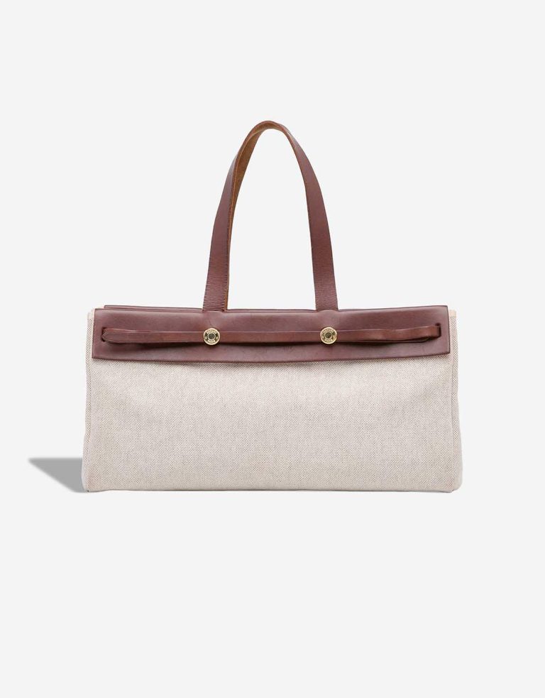 Hermès Herbag Cabas MM Toile / Vache Hunter Bordeaux / Écru Front | Sell your designer bag