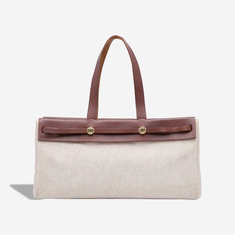 Hermès Herbag Cabas MM Toile / Vache Hunter Bordeaux / Écru Front | Sell your designer bag