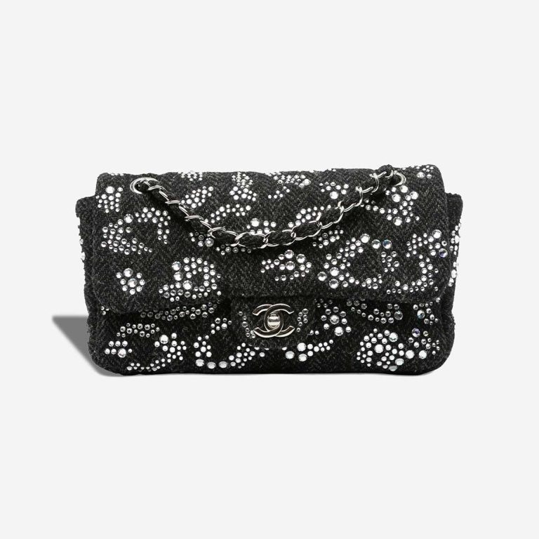 Chanel Timeless Strass Embellished Medium Tweed Black Front | Sell your designer bag