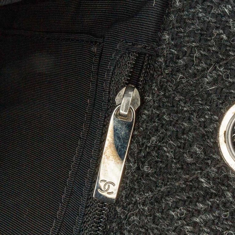 Chanel Timeless Strass Embellished Medium Tweed Black Signs of wear | Sell your designer bag