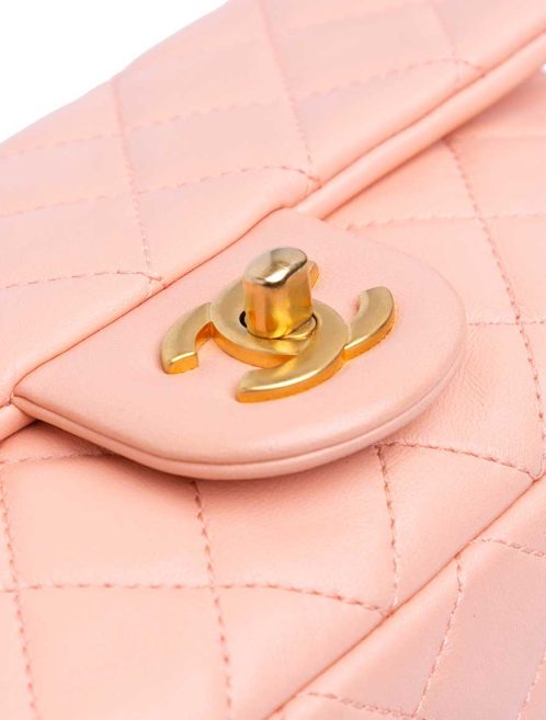 Chanel Timeless Pearl Crush Mini Rectangular Lamb Pink Closing System | Sell your designer bag