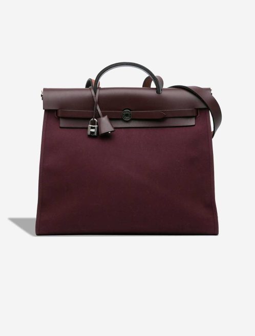 Hermès Herbag 39 Toile / Vache Hunter Bordeaux / Rouge Sellier Front | Sell your designer bag