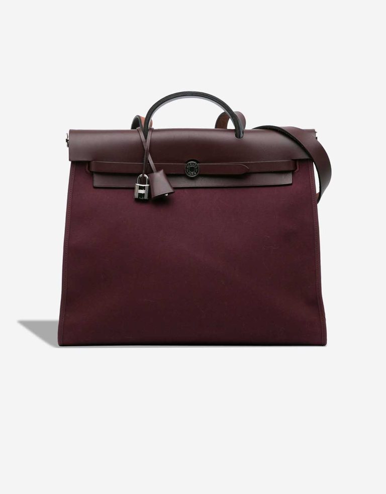 Hermès Herbag 39 Toile / Vache Hunter Bordeaux / Rouge Sellier Front | Sell your designer bag