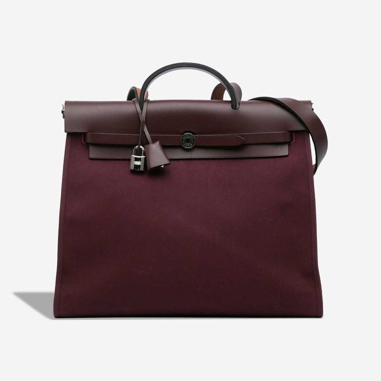 Hermès Herbag 39 Toile / Vache Hunter Bordeaux / Rouge Sellier Front | Sell your designer bag