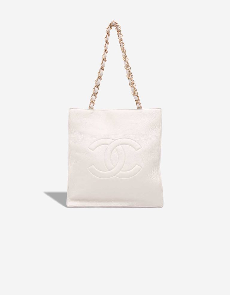 Chanel Shopping Tote Lamb White Front | Sell your designer bag