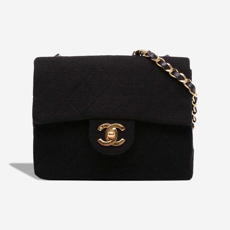Chanel Timeless Mini Square Jersey Black Front | Sell your designer bag