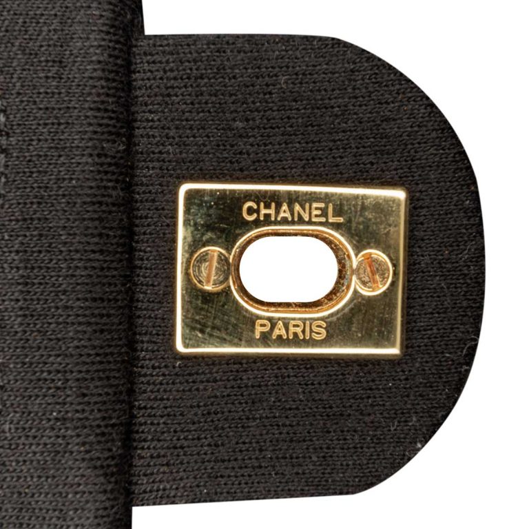 Chanel Timeless Mini Square Jersey Black Closing System | Sell your designer bag