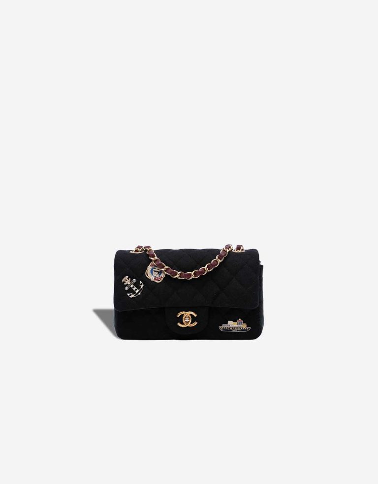 Chanel Timeless Paris-Hamburg Mini Rectangular Lamb / Jersey Blue / Red Front | Sell your designer bag
