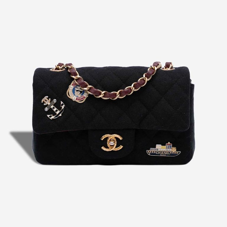 Chanel Timeless Paris-Hamburg Mini Rectangular Lamb / Jersey Blue / Red Front | Sell your designer bag
