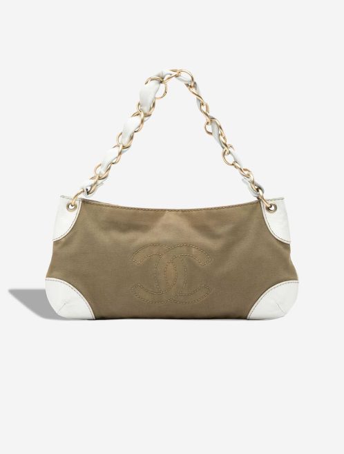 Chanel Olsen CC Shoulder Bag Canvas / Lamb Brown / White Front | Sell your designer bag