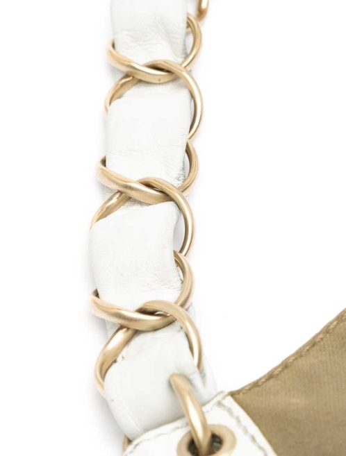 Chanel Olsen CC Shoulder Bag Canvas / Lamb Brown / White Signs of wear | Sell your designer bag