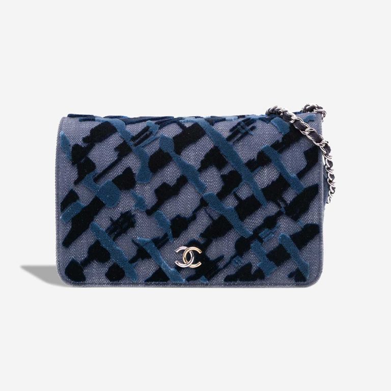 Chanel Wallet On Chain Denim / Velvet Blue Front | Sell your designer bag