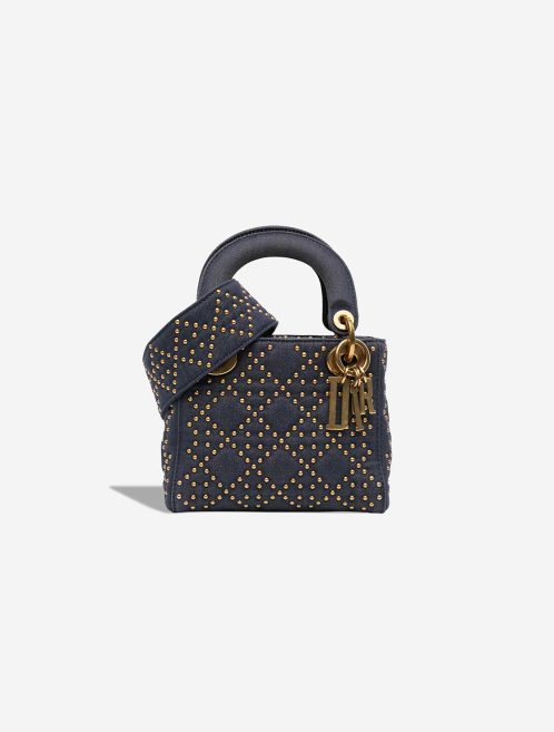 Dior Lady Mini Denim / Studs Dark Blue Front | Sell your designer bag