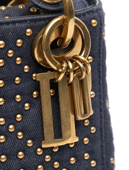 Dior Lady Mini Denim / Studs Dark Blue Closing System | Sell your designer bag