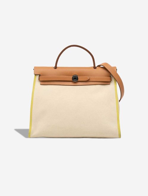 Hermès Herbag 31 Toile / Vache Hunter Lime / Sable Naturel / Vanille Front | Sell your designer bag