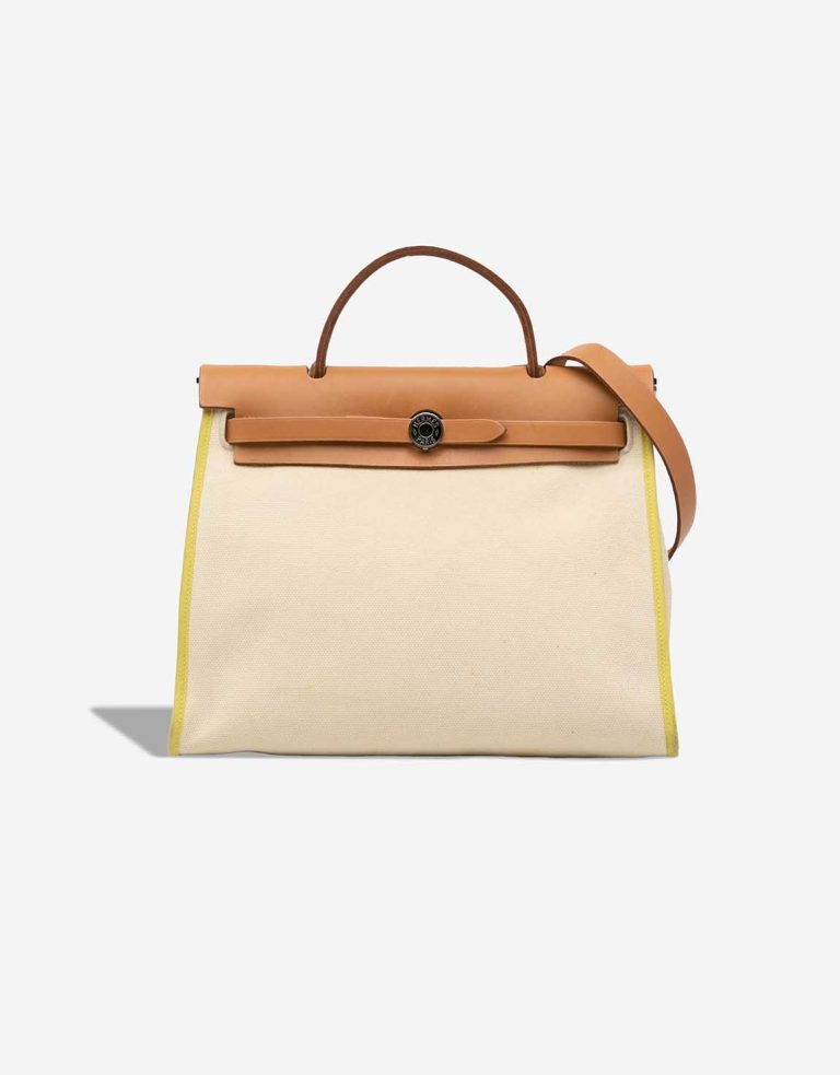 Hermès Herbag 31 Toile / Vache Hunter Lime / Sable Naturel / Vanille Front | Sell your designer bag